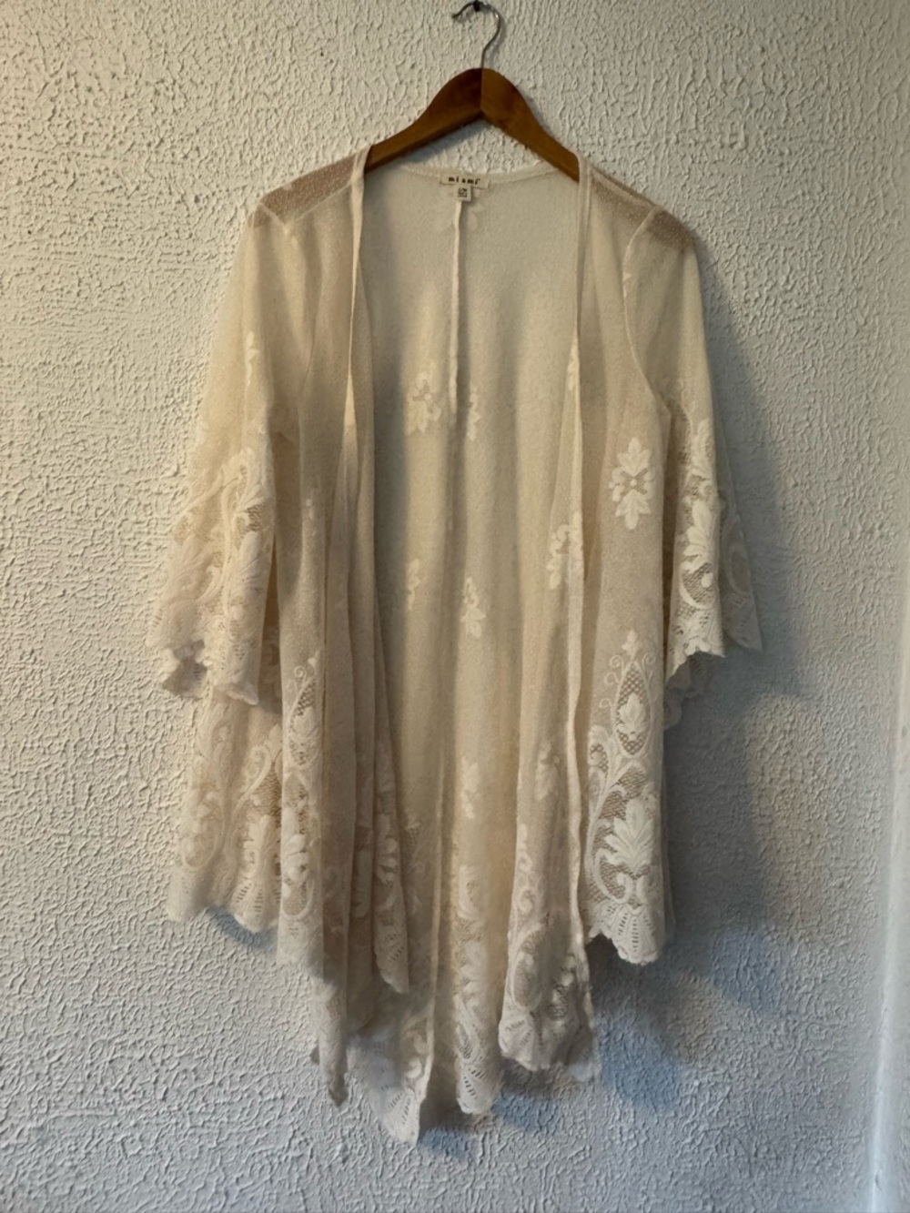 miami Sheer Lace Overlay Cardigan in White